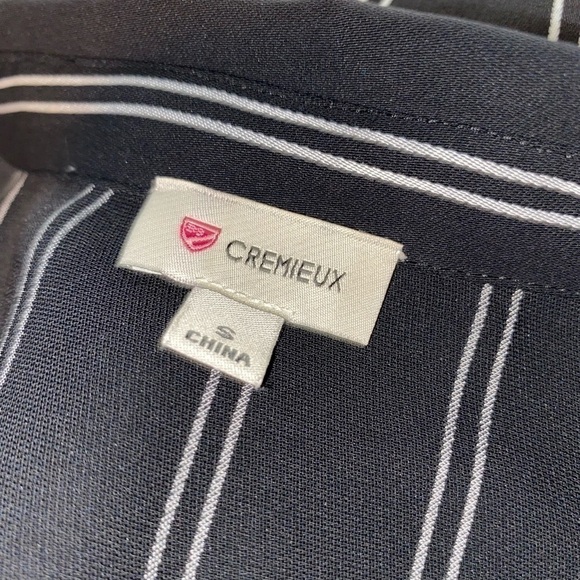 Cremieux size Small EUC White Black Pinstriped Collard Shirt Long Sleeve Dress - Picture 11 of 11